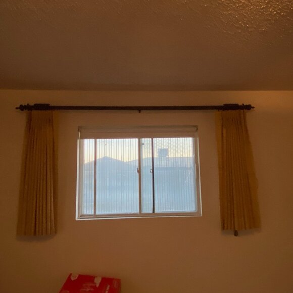 Vintage 1950s Drapes Curtains Weighted Corners Woven Lined Yellow Green 46"x44" - Picture 6 of 6